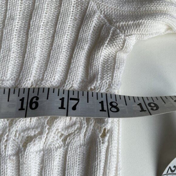 Two Roads Open Weave Ribbed Sweater Women's L Ivory Lightweight Scalloped Boho - Picture 7 of 8